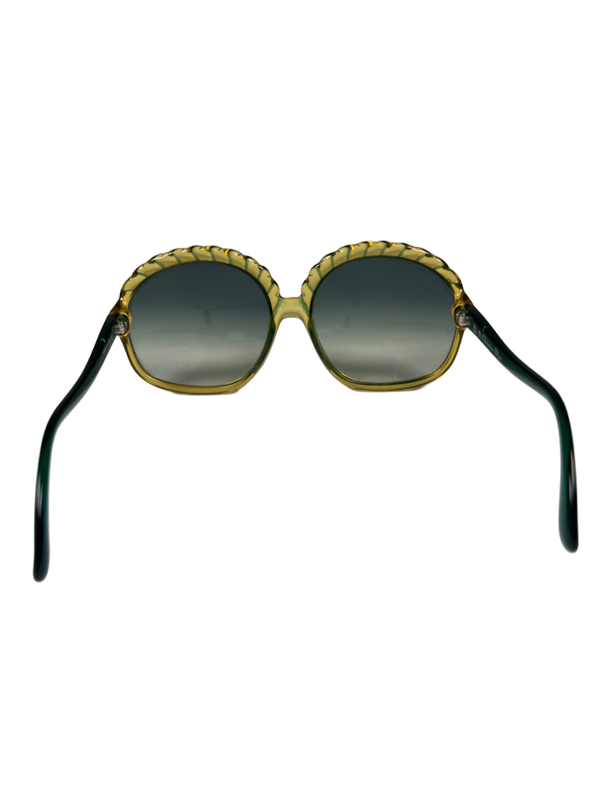 Christian Dior Women's Green/Yellow Two Tone Scalloped Vintage Sunglasses image 8