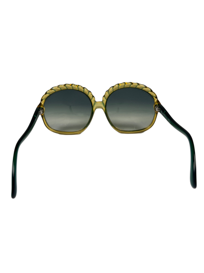 Christian Dior Women's Green/Yellow Two Tone Scalloped Vintage Sunglasses image 8