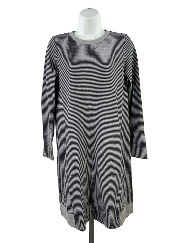 J.Jill Women's Blue/Gray Striped Long Sleeve Midi Shirt Dress - XS