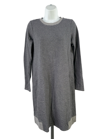 J.Jill Women's Blue/Gray Striped Long Sleeve Midi Shirt Dress - XS