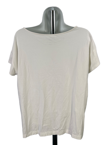 J Jill Women's White Cotton Blend Short Sleeve Tee Shirt - M image 2