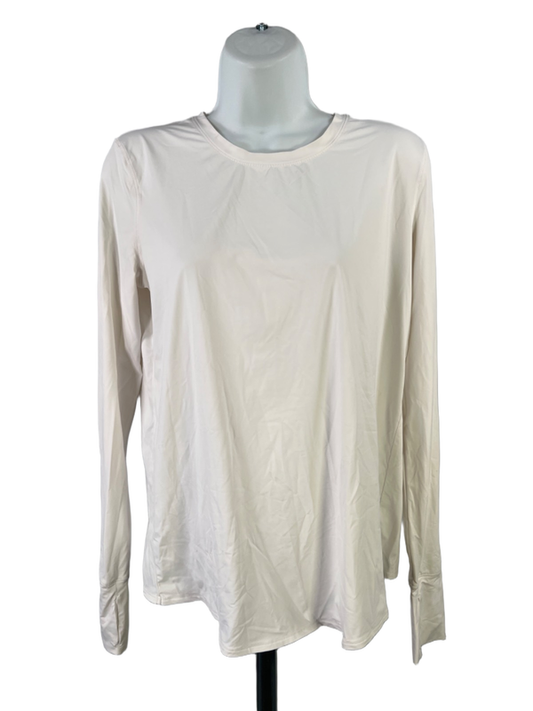 Athleta Women's White Open Draped Back Long Sleeve Athletic Shirt - S