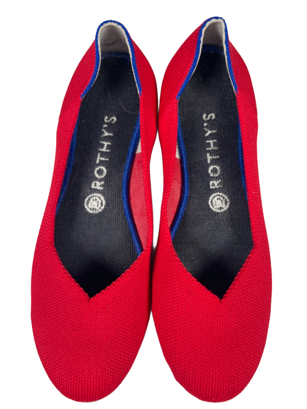 Rothy's Women's Red/Blue Knit Texture Breathable Slip On Flats - 8.5 image 3
