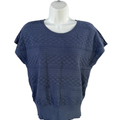 Loft Women's Blue Pointelle Short Sleeve Sweater Shirt - M