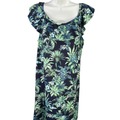 Tommy Bahama Women's Blue/Green Floral Ruffle Swim Cover Up Mini Dress -XL