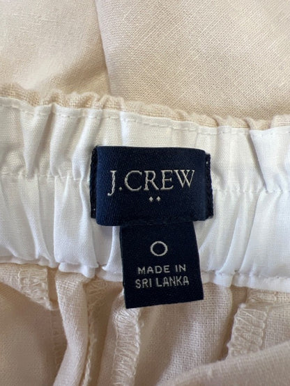J Crew Women's Beige/Ivory Linen Blend Elastic Sailor Straight Leg Pants - 0 image 3