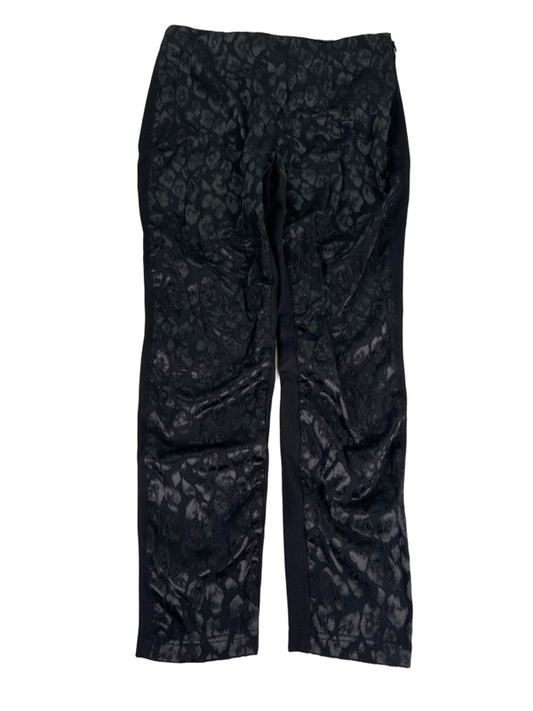 White House Black Market Women's Black Leopard Side Zip Skinny Pants - 8