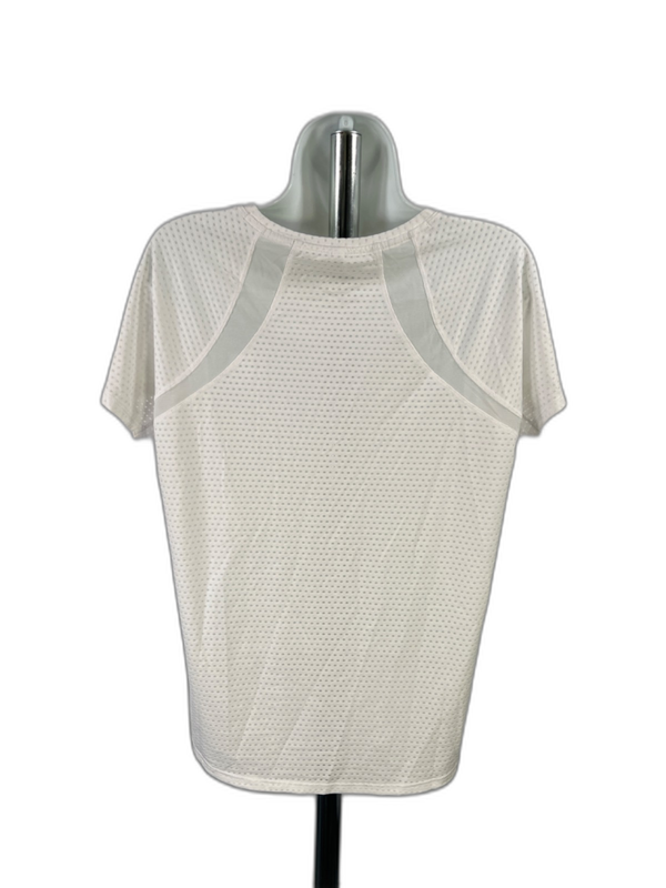 Athleta Women's White Chi Dot Mesh Train Athletic Short Sleeve Shirt - M image 2