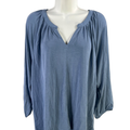 Lucky Brand Women's Blue Long Sleeve V-Neck Blouse - XL