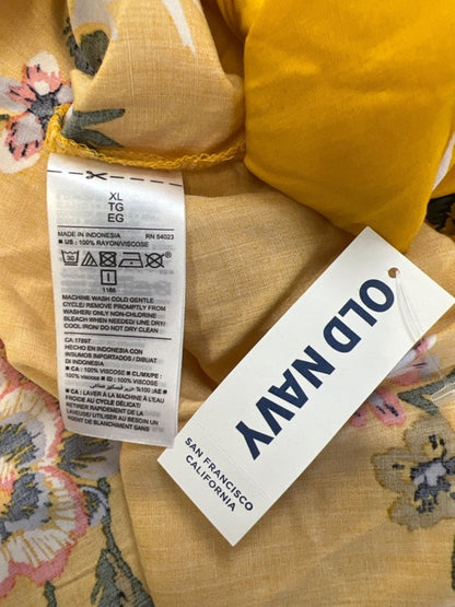 Old Navy Women's Yellow Floral Long Tie Sleeve Mini Shift Dress - XL image 4