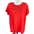 J.Jill Women's Red Short Sleeve Love Linen Side Tie T-Shirt - M
