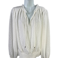 White House Black Market Women's White Semi-Sheer Long Sleeve Blouse - M