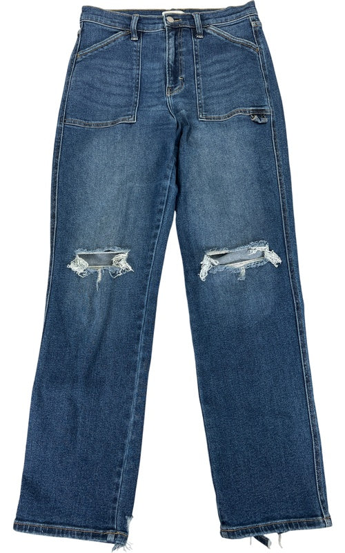 Cello Women’s Medium Wash Straight Leg Distressed Jeans - 3 image 2