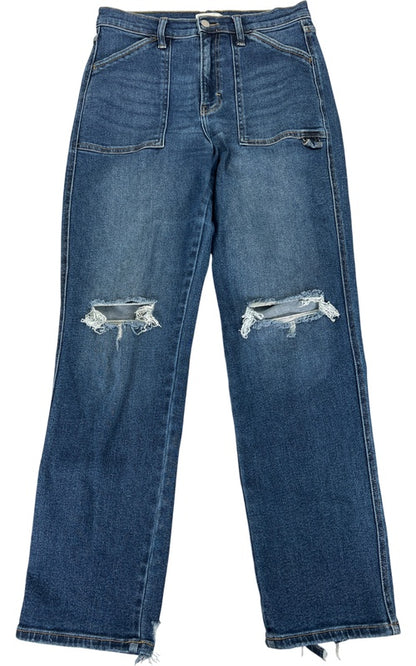 Cello Women’s Medium Wash Straight Leg Distressed Jeans - 3 image 2
