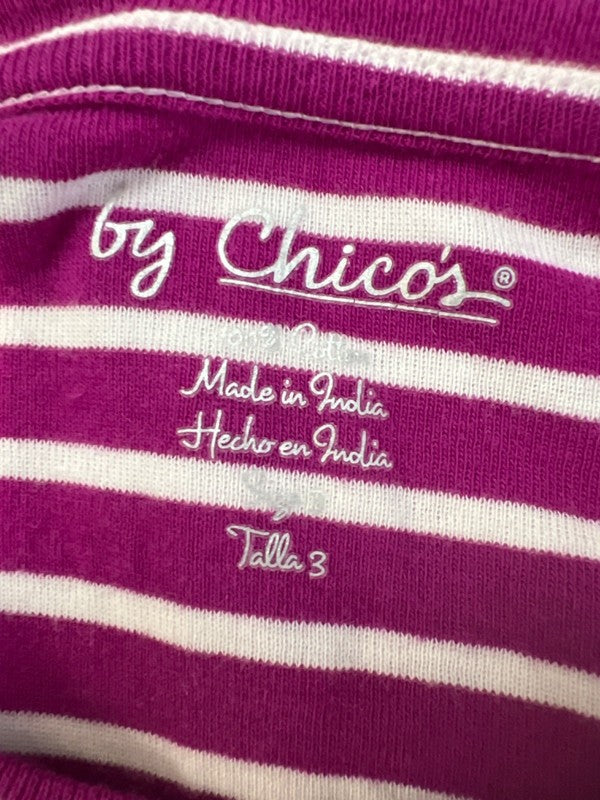 Chico's Women's Purple/White Striped Cotton Long Sleeve Tee Shirt - 3/US XL image 3
