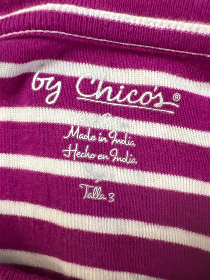Chico's Women's Purple/White Striped Cotton Long Sleeve Tee Shirt - 3/US XL image 3