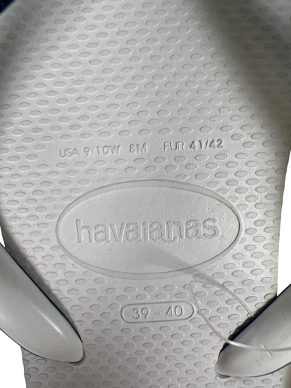 Havaianas Unisex White/Blue Brasil Casual Flip Flops - Women's 9/10 image 8