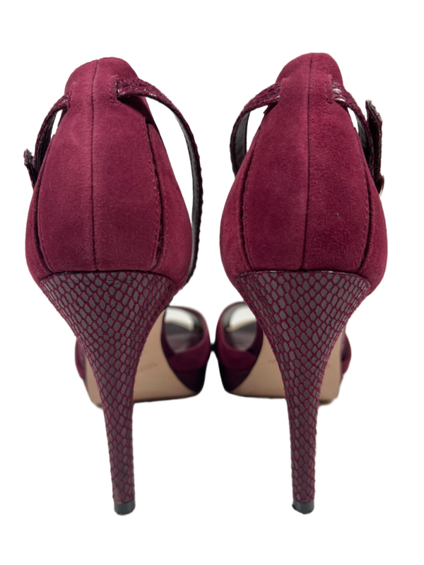 White House Black Market Women's Purple Suede Peep Toe Stietto Heels - 7.5 image 4