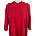 J Jill Women's Red Mock Neck 3/4 Sleeve Shirt - L