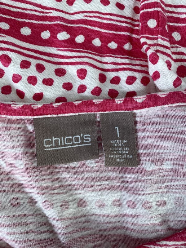 Chico’s Women’s Pink/White Short Sleeve T-Shirt - 1/US M image 3