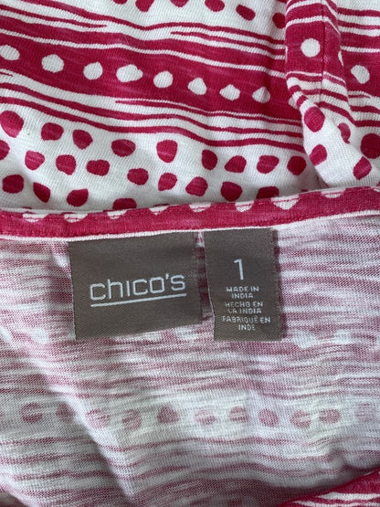 Chico’s Women’s Pink/White Short Sleeve T-Shirt - 1/US M image 3