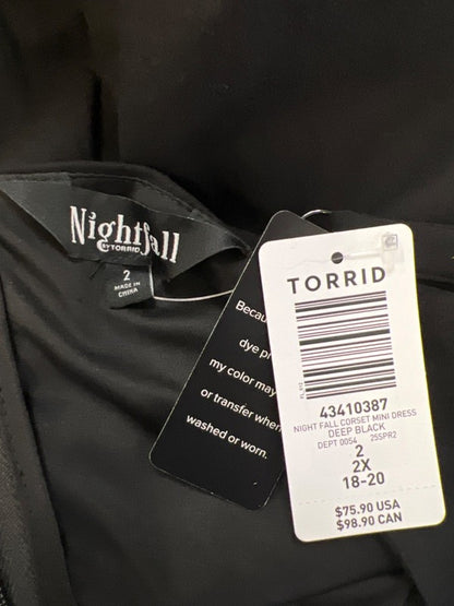 Torrid Nightfall Women's Black Lace Up Corset Sleeveless Mini Dress - 2 Plus image 3