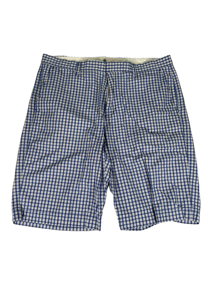 J Crew Men's Blue/White Gingham Flat Front Chino Shorts - 34