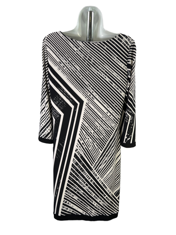 Calvin Klein Women's Black/White Striped 3/4 Sleeve Shift Dress - 6 image 2