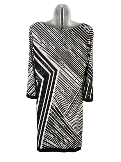 Calvin Klein Women's Black/White Striped 3/4 Sleeve Shift Dress - 6 image 2