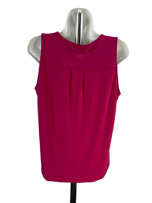 White House Black Market Women's Purple V Neck Pleat Detail Sleeveless Shirt - M image 2