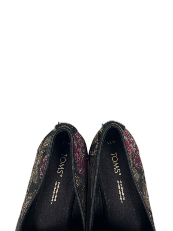 Toms Women's Black Metallic Floral Darcy Flats - 7.5 image 3