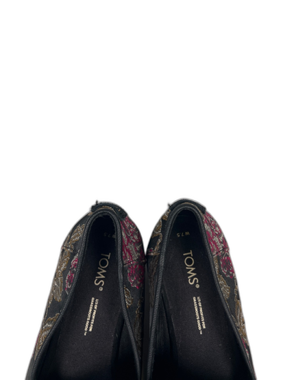 Toms Women's Black Metallic Floral Darcy Flats - 7.5 image 3