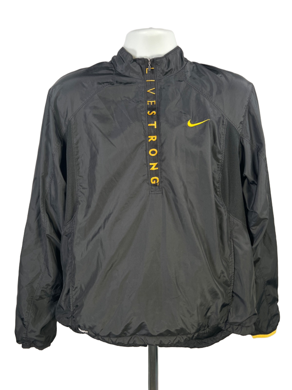 Nike Men's Black Livestrong Cycling Half Zip Vented Windbreaker Jacket - L