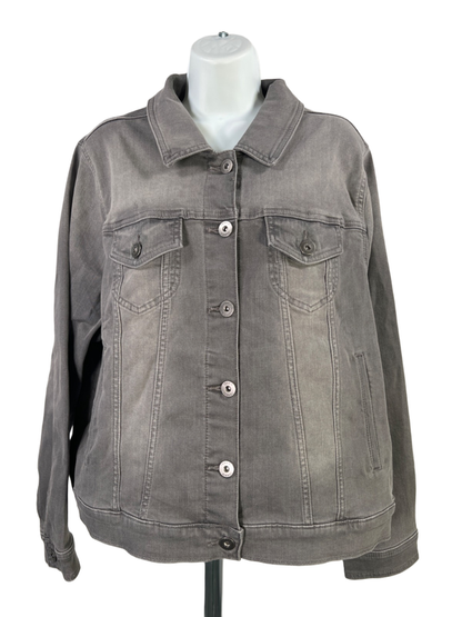 Torrid Women's Gray Stretch Denim Supersoft Trucker Jean Jacket - Plus 2X