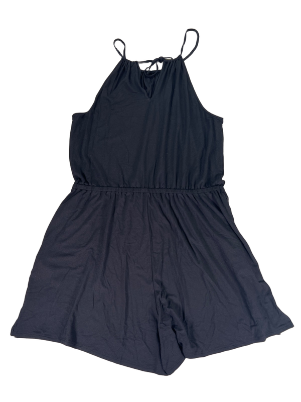 Old Navy Women's Black Shirred Sleeveless Tie Back Romper - L image 2