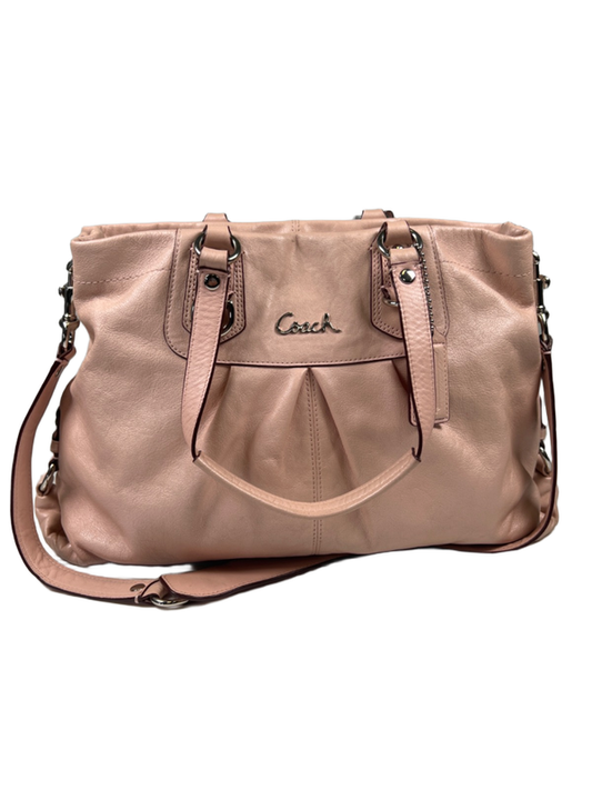 Coach Women's Pink Ashley Leather Carryall Shoulder Satchel Purse