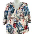 Chico's Women's White Multicolor 1/2 Sleeve Palm Leaf Print Blouse - 1/US M