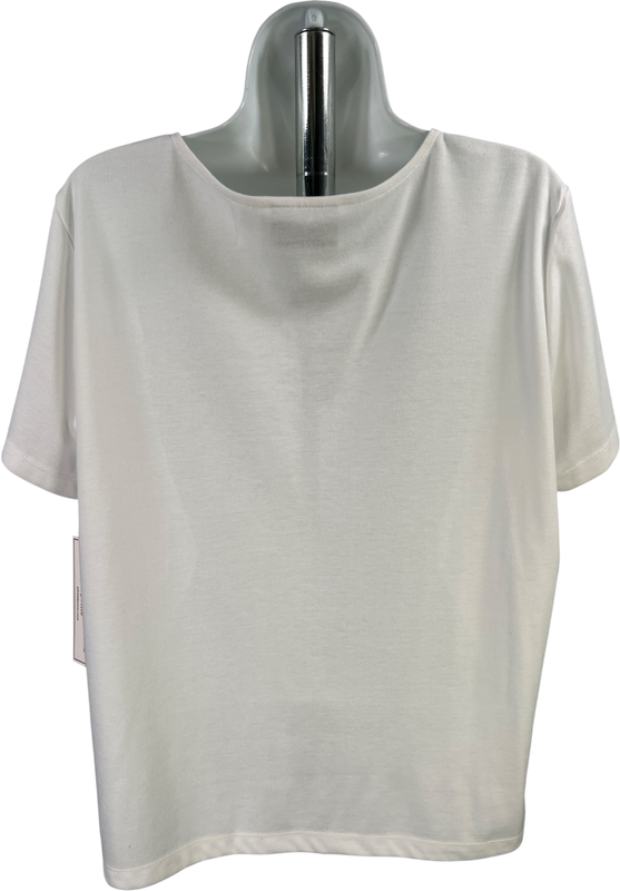 Alfred Dunner Women’s White Crochet Lined Short Sleeve Shirt - L Petite image 2