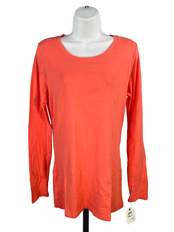 Caslon Women's Orange/Coral Scoop Neck Long Sleeve Shirt - XL