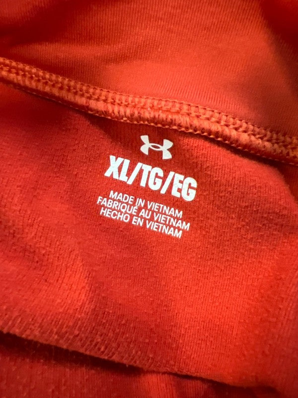Under Armour Men's Orange Coldgear Fitted Fleece Mock Long Sleeve Shirt - XL image 3