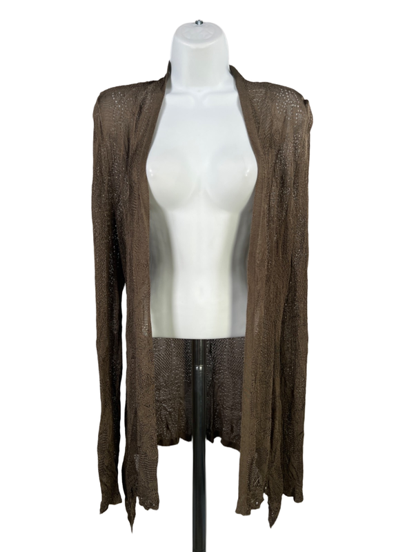 White House Black Market Women's Green Lace Sheer Long Sleeve Cardigan - M