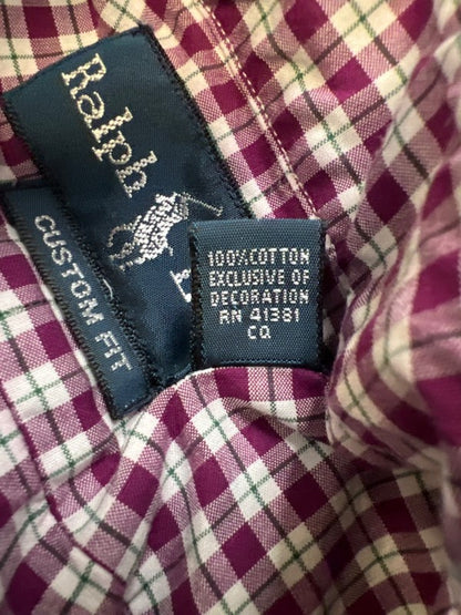 Ralph Lauren Men's Purple Plaid Custom Long Sleeve Button Up Shirt - 16.5-34/35 image 4