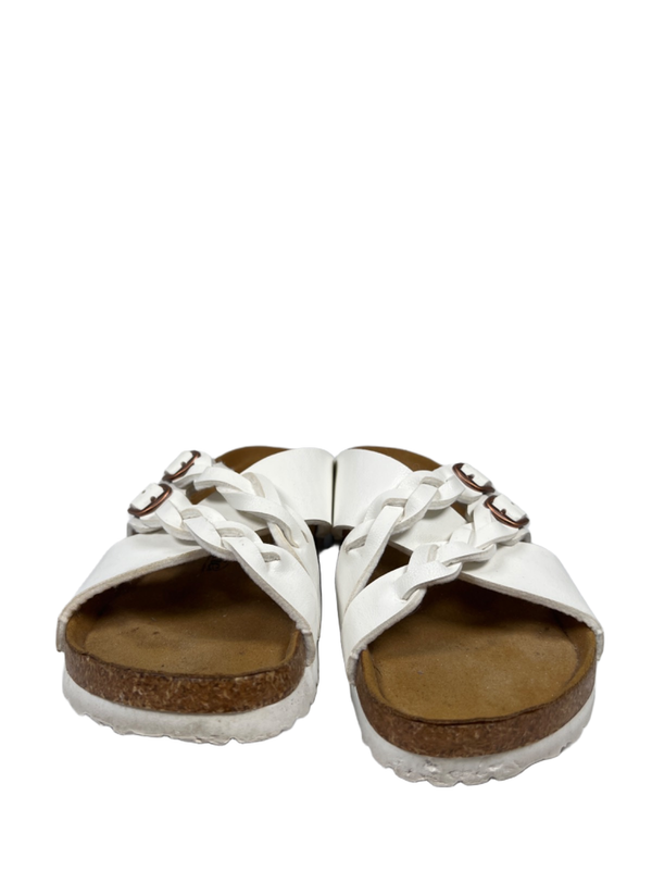 Aerothotic Women's White Leather Suri Cork Braided Adjustable Sandals - 38/US 8 image 2
