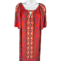 Chico's Women's Orange/Purple Short Sleeve Straight Shift Dress - 1US M