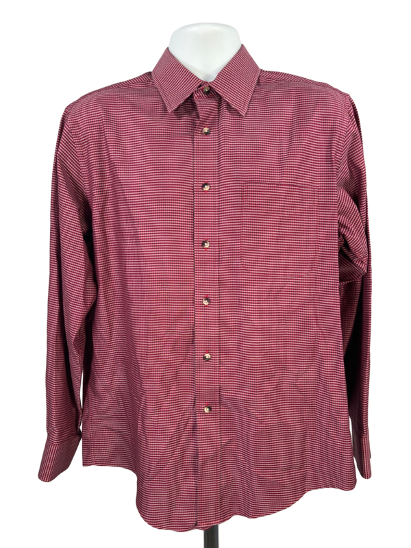 Jos A Bank Men's Purple Plaid Tailored Fit Long Sleeve Button Up Shirt - M