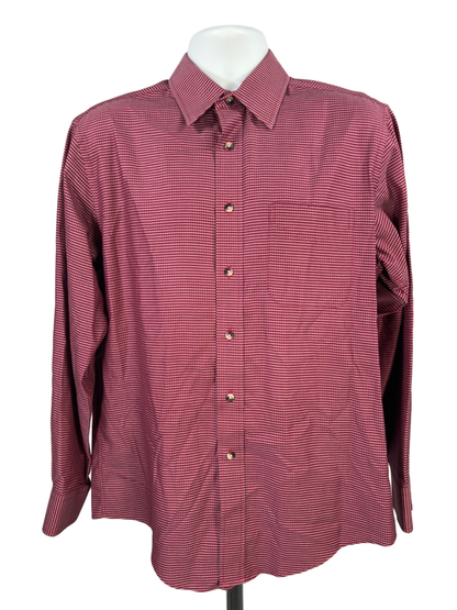 Jos A Bank Men's Purple Plaid Tailored Fit Long Sleeve Button Up Shirt - M