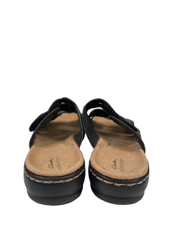 Clarks Collection Women's Black Leisa Faye Strappy Hook-And-Loop Sandals - 9 image 4