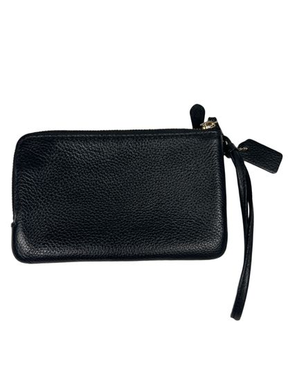 Coach Women's Black Leather Double Zip Wristlet Wallet image 2