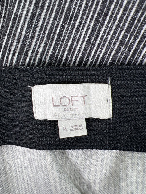 LOFT Women's Black/White Striped Pull On Straight Skirt - M image 3