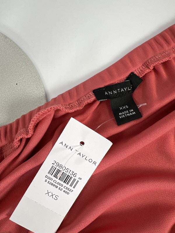 NEW Ann Taylor Women’s Pink Matte Jersey Smocked Off The Shoulder Blouse - XXS image 3